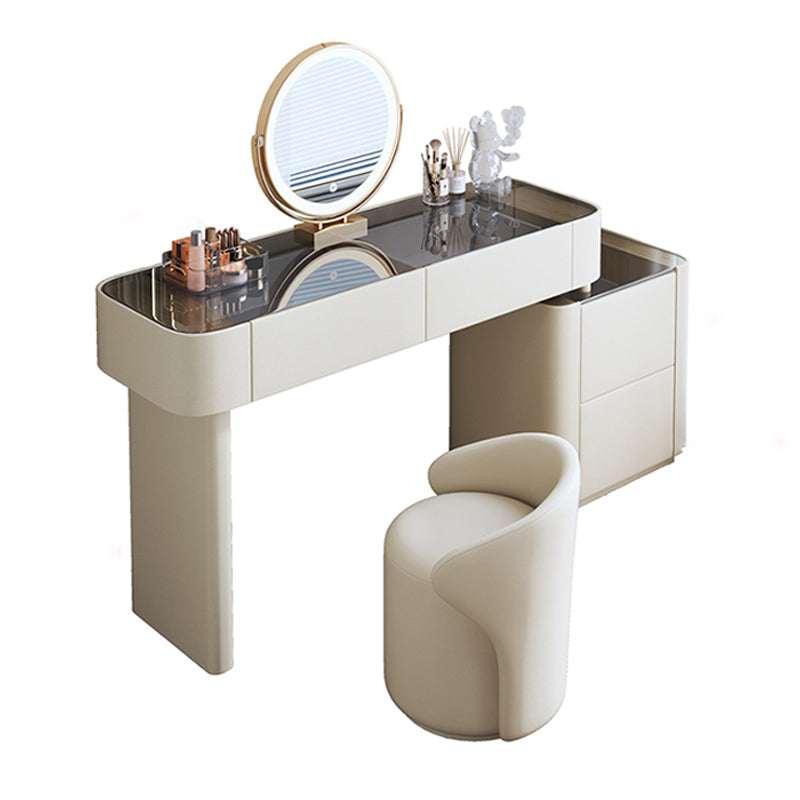 Contemporary White Makeup Vanity Desk Glass Vanity Dressing Table