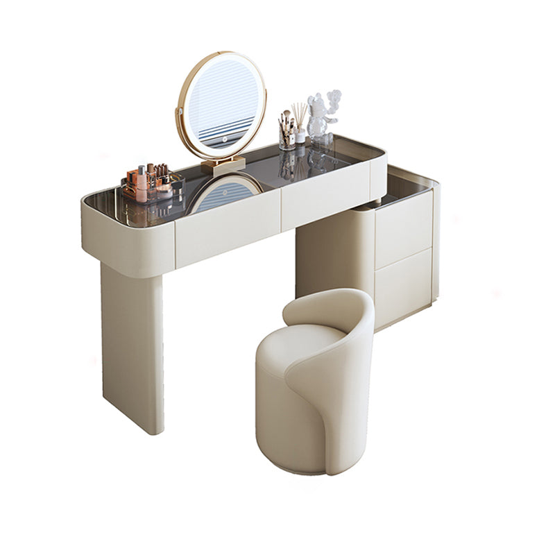 Contemporary White Makeup Vanity Desk Glass Vanity Dressing Table