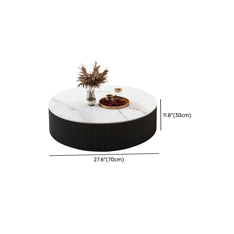 Slate Top Coffee Table Set Drum Cocktail Table with 2 Drawers