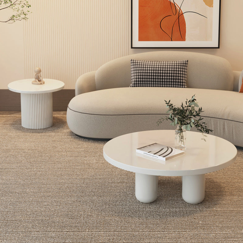 Contemporary Round Coffee Table Set Pedestal Wood Cocktail Table