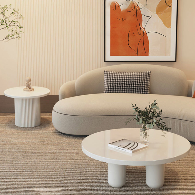 Contemporary Round Coffee Table Set Pedestal Wood Cocktail Table