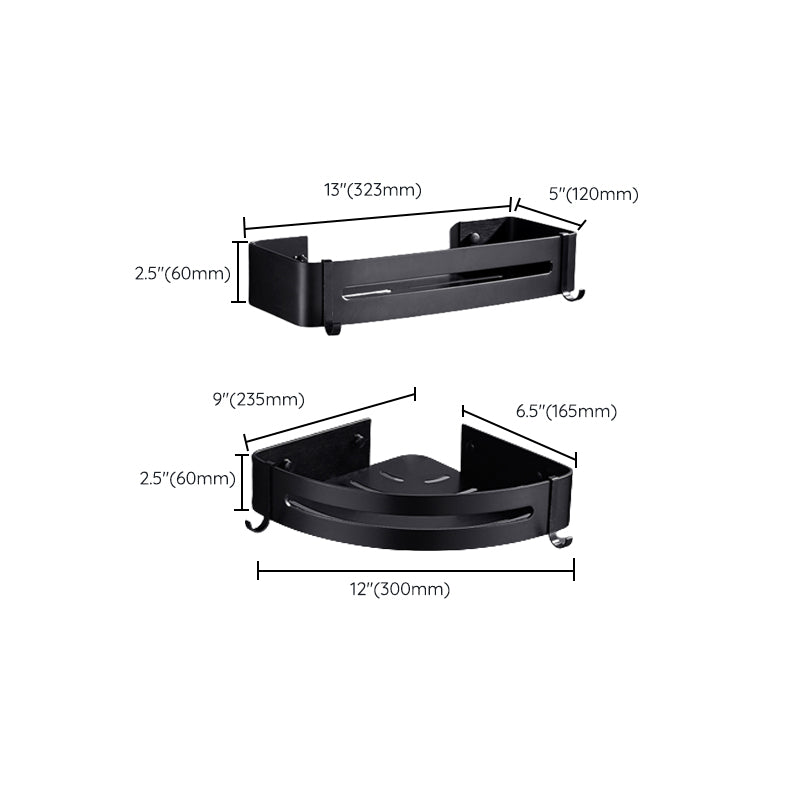 Matte Black Modern Bathroom Accessory Set, Set of 3, Bath Shelf