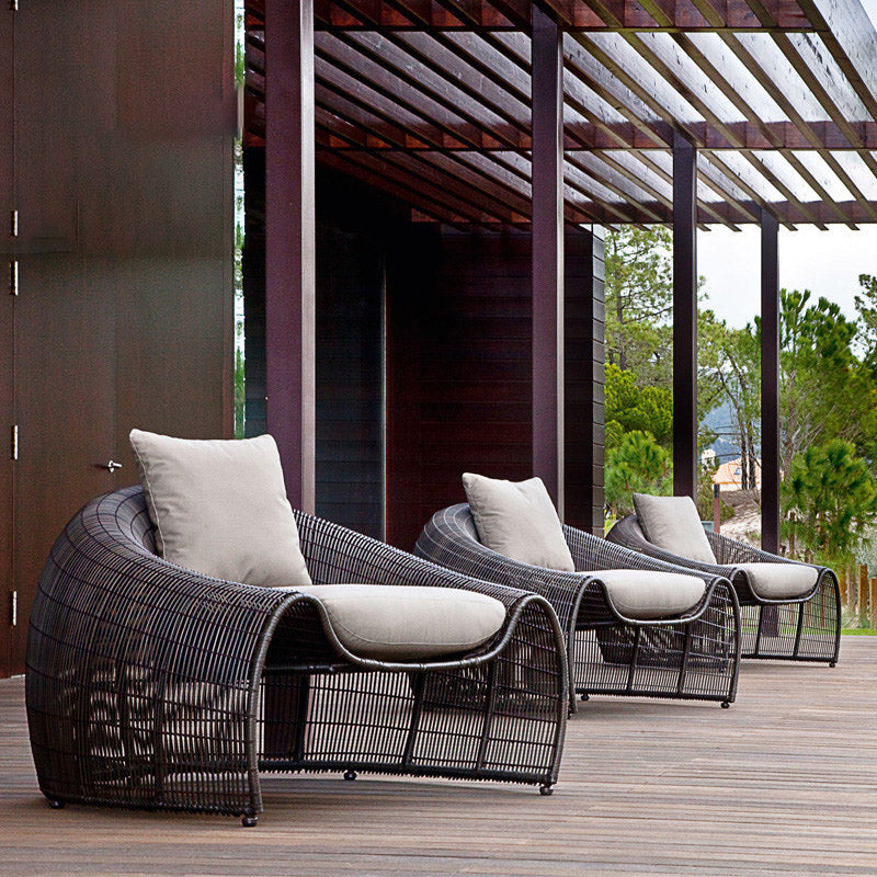 Tropical Rattan Accent Patio Sofa Metal Frame Water Resistant Outdoor Sofa