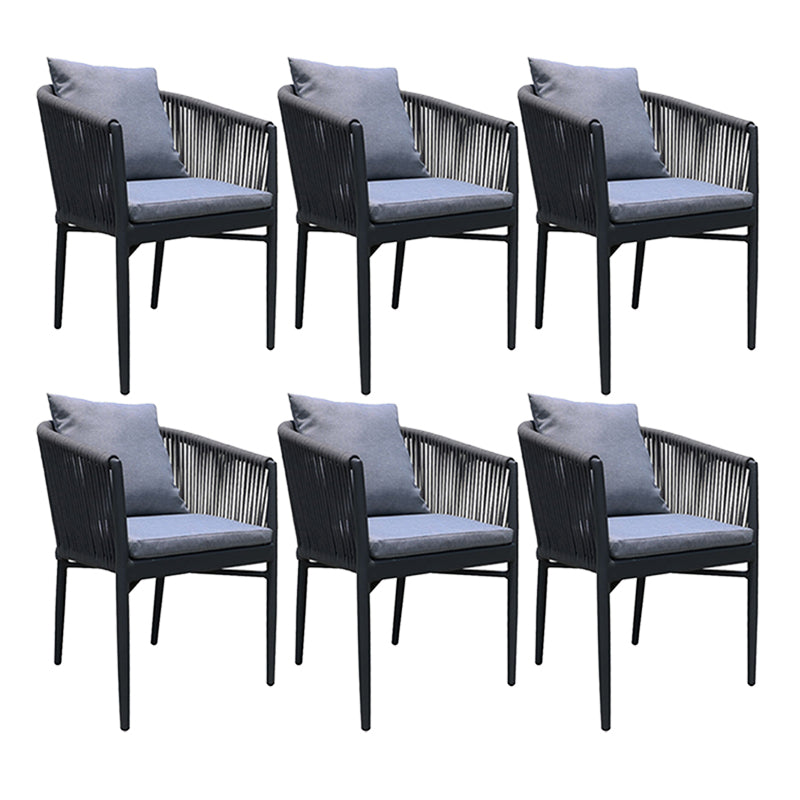 Industrial Black Outdoor Bistro Chairs Metal Patio Dining Armchair