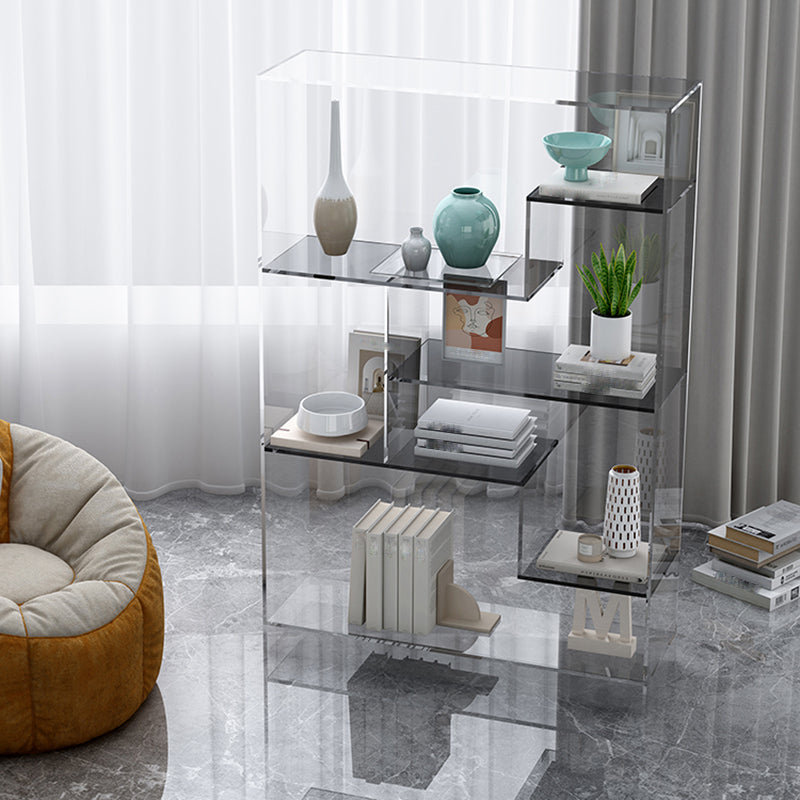Contemporary Closed Back Bookshelf Standard Acrylic Bookcase with Shelves