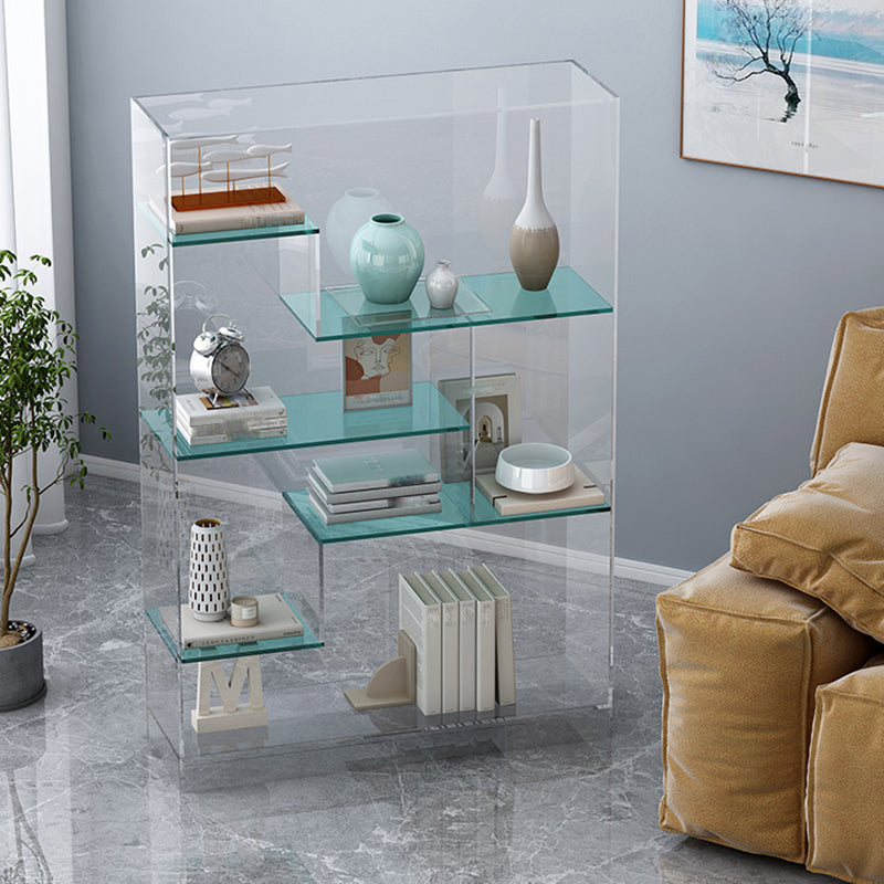 Contemporary Closed Back Bookshelf Standard Acrylic Bookcase with Shelves