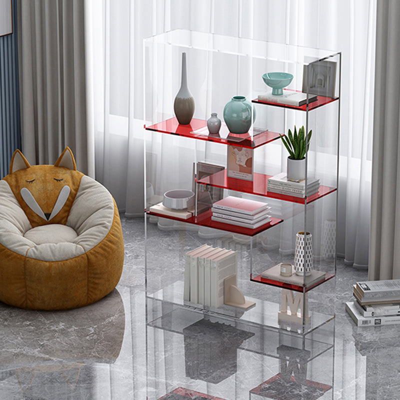 Contemporary Closed Back Bookshelf Standard Acrylic Bookcase with Shelves