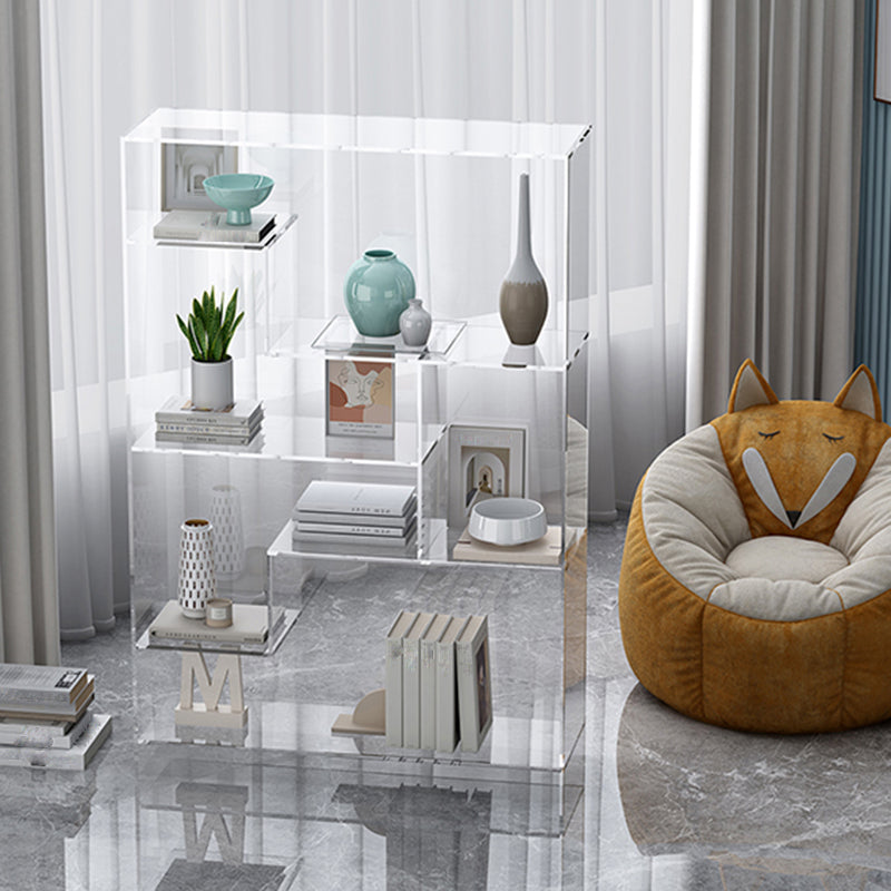 Contemporary Closed Back Bookshelf Standard Acrylic Bookcase with Shelves
