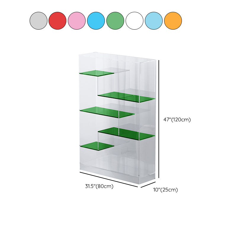 Contemporary Closed Back Bookshelf Standard Acrylic Bookcase with Shelves