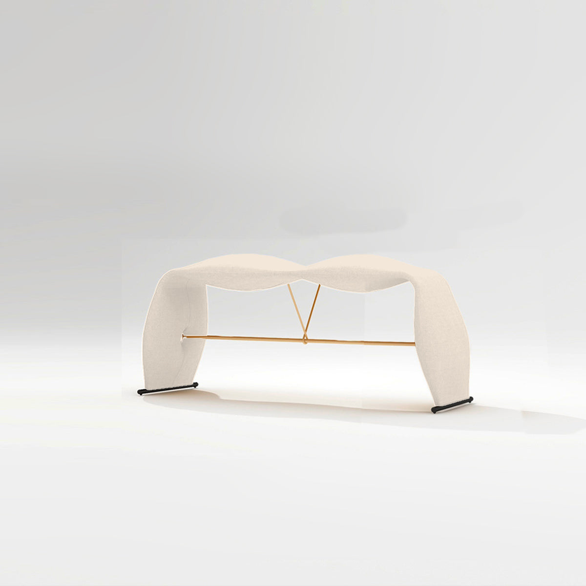 Glam Metal Seating Bench Cushioned Backless Bench for Bedroom