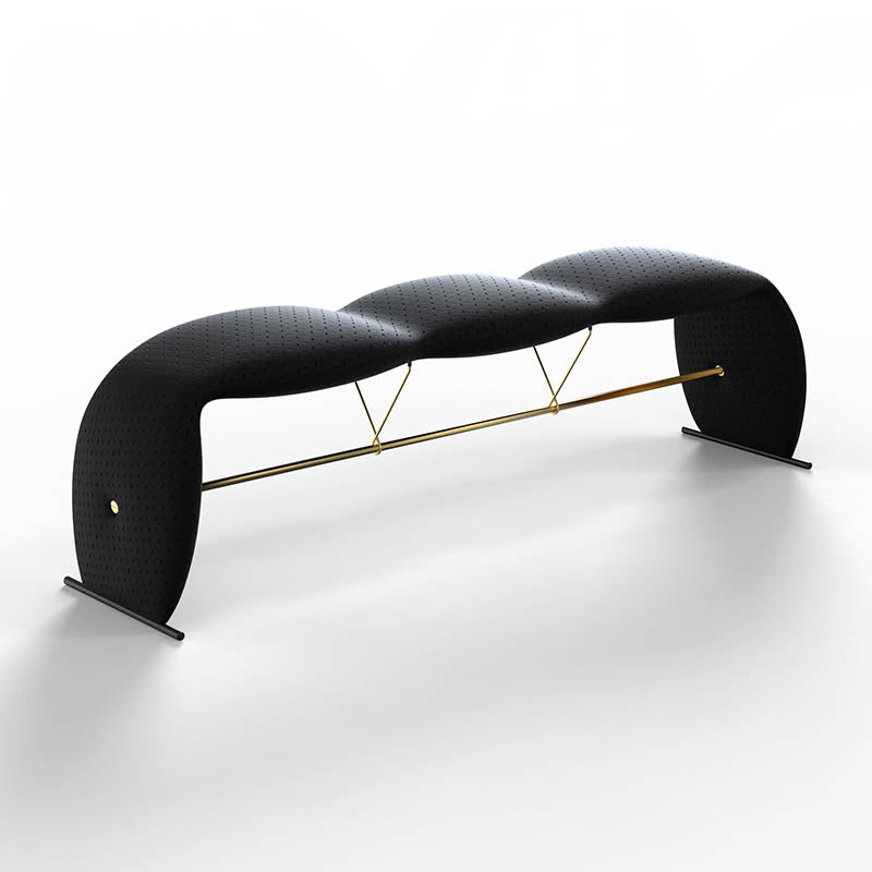 Glam Metal Seating Bench Cushioned Backless Bench for Bedroom