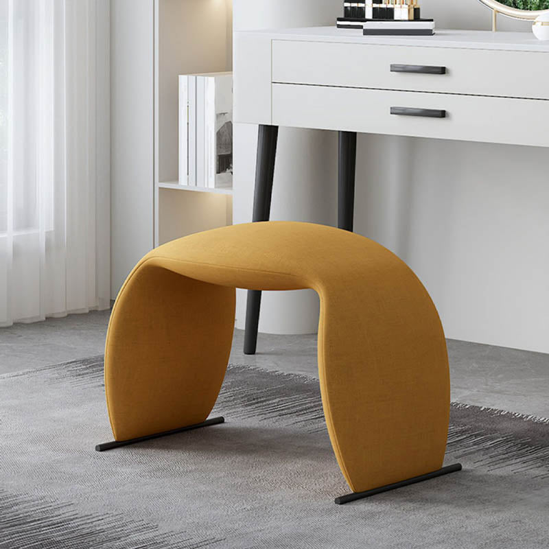 Glam Metal Seating Bench Cushioned Backless Bench for Bedroom