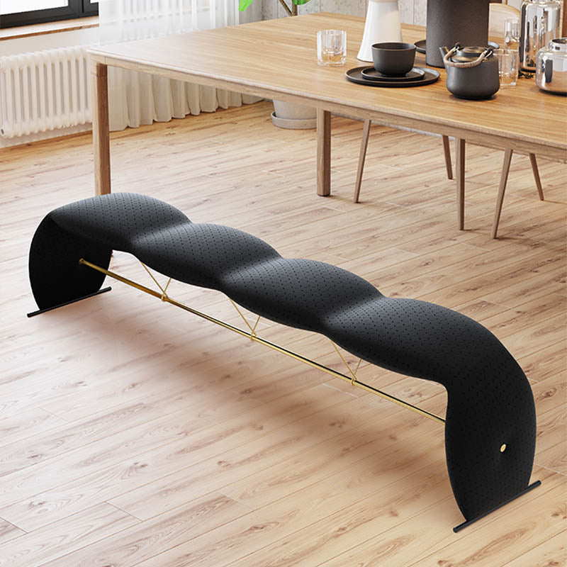 Glam Metal Seating Bench Cushioned Backless Bench for Bedroom