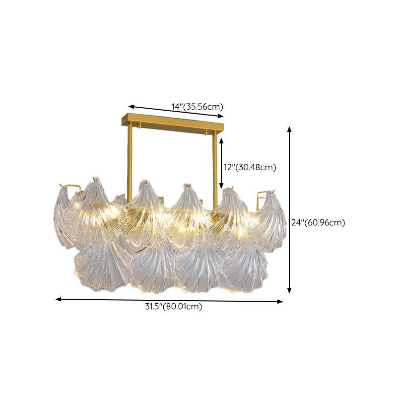 Modern Metal Ceiling Light Geometric Shape Hanging Lamp with Shell Shade for Living Room