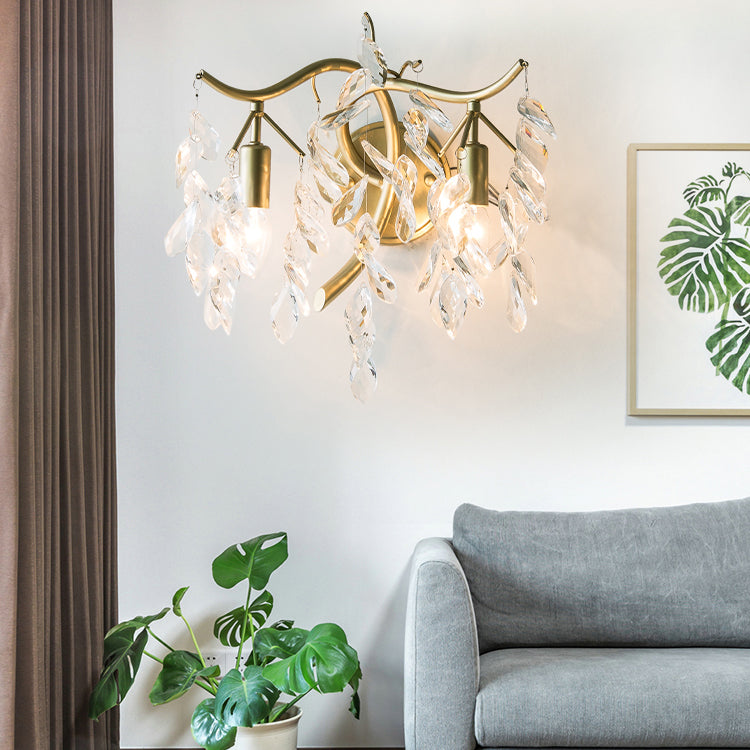 Unique Shape Metal Wall Lighting Modern Style 2 Lights Wall Mounted Light in Gold