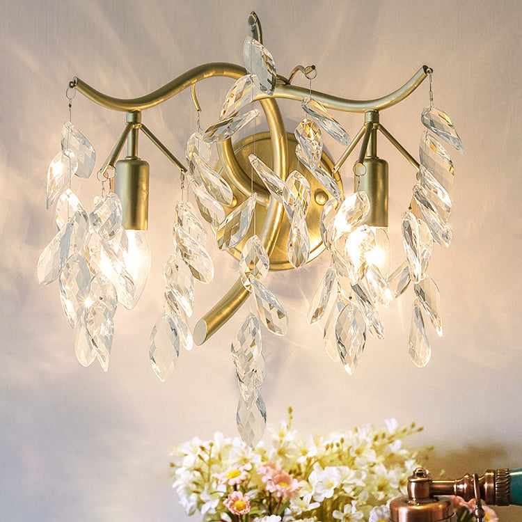 Unique Shape Metal Wall Lighting Modern Style 2 Lights Wall Mounted Light in Gold