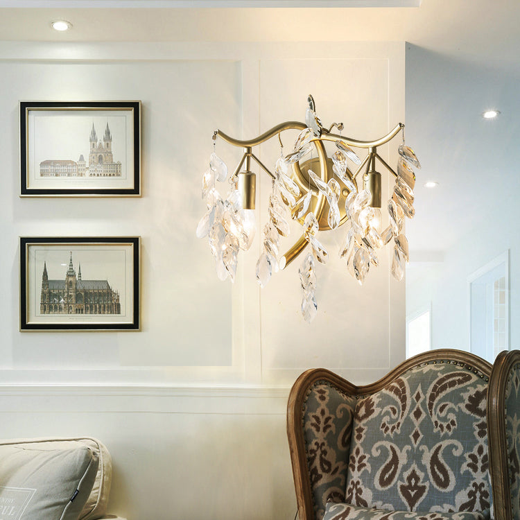 Unique Shape Metal Wall Lighting Modern Style 2 Lights Wall Mounted Light in Gold