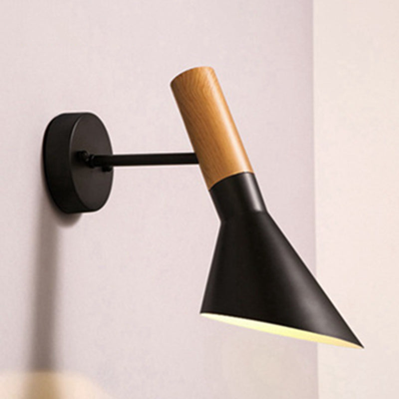 Cone Shape Wood Vanity Sconce Light Modern Style 1-Light Vanity Mirror Lights