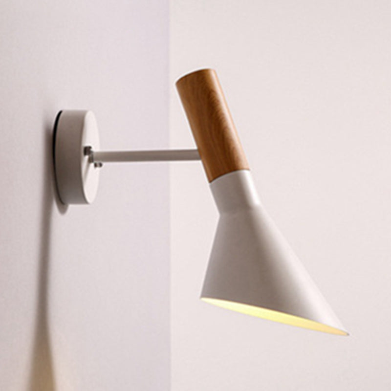 Cone Shape Wood Vanity Sconce Light Modern Style 1-Light Vanity Mirror Lights