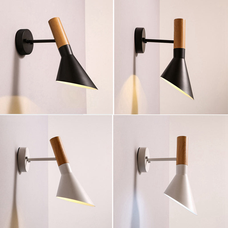 Cone Shape Wood Vanity Sconce Light Modern Style 1-Light Vanity Mirror Lights