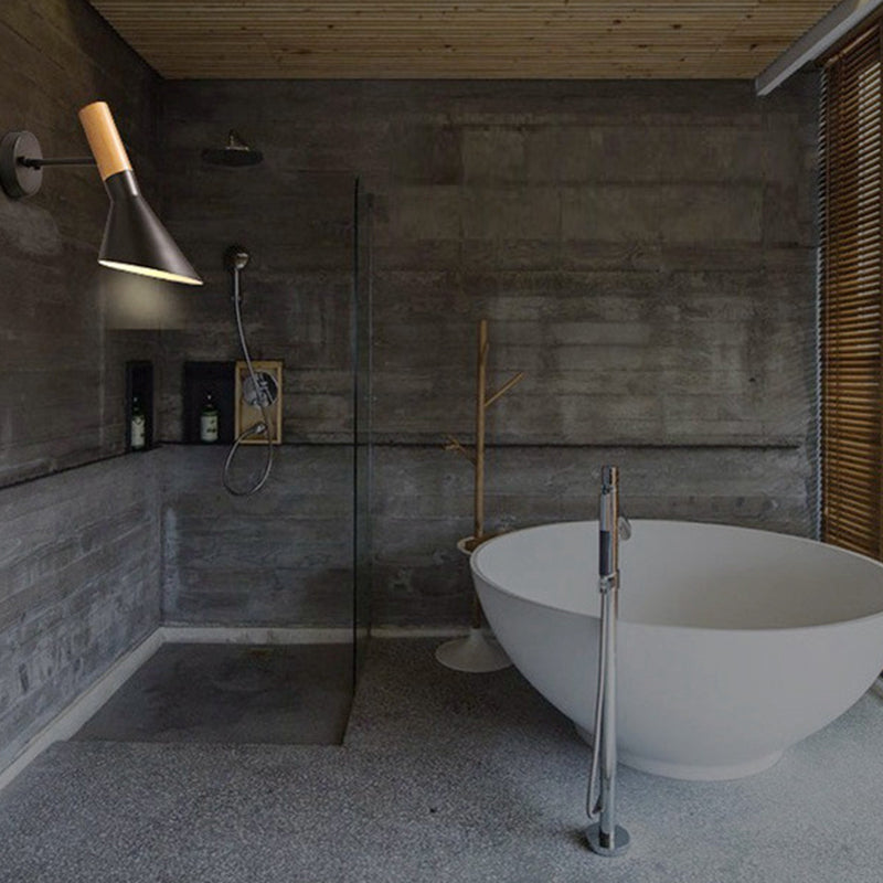 Cone Shape Wood Vanity Sconce Light Modern Style 1-Light Vanity Mirror Lights