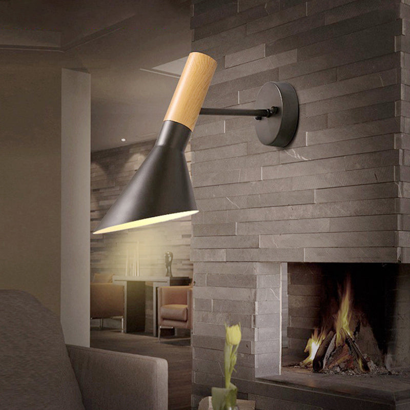 Cone Shape Wood Vanity Sconce Light Modern Style 1-Light Vanity Mirror Lights