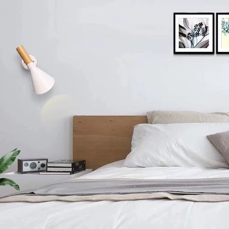 Cone Shape Wood Vanity Sconce Light Modern Style 1-Light Vanity Mirror Lights