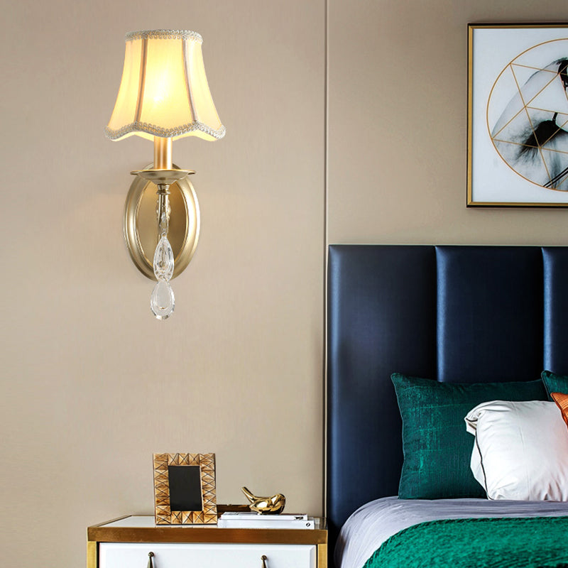 Nordic Style Crystal Vanity Light Fabric Shade Vanity Lamp for Shower Room