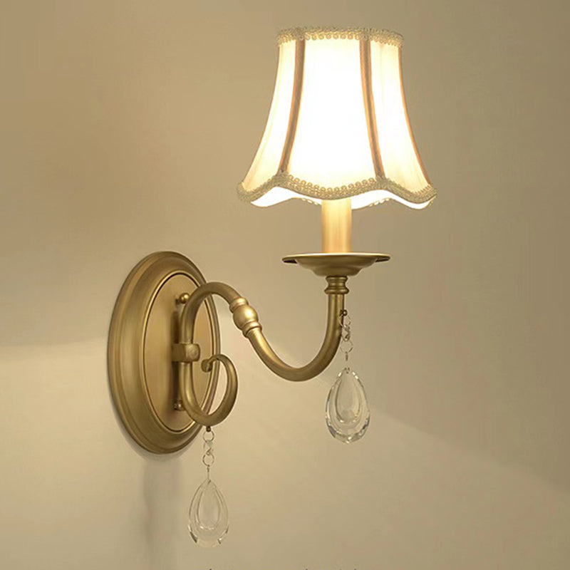 Nordic Style Crystal Vanity Light Fabric Shade Vanity Lamp for Shower Room