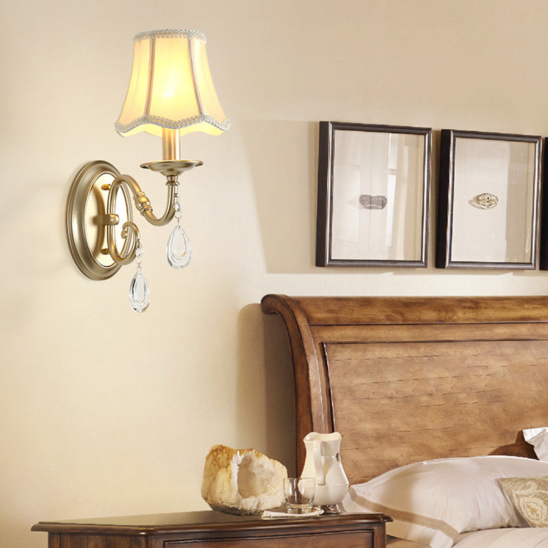 Nordic Style Crystal Vanity Light Fabric Shade Vanity Lamp for Shower Room