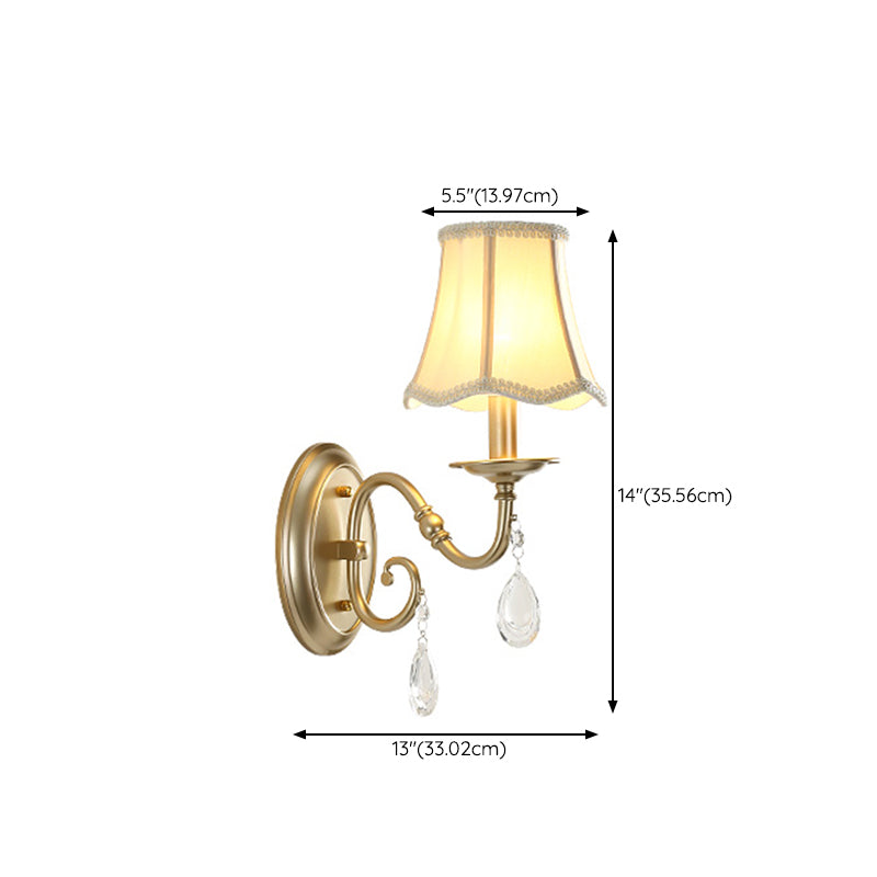 Nordic Style Crystal Vanity Light Fabric Shade Vanity Lamp for Shower Room