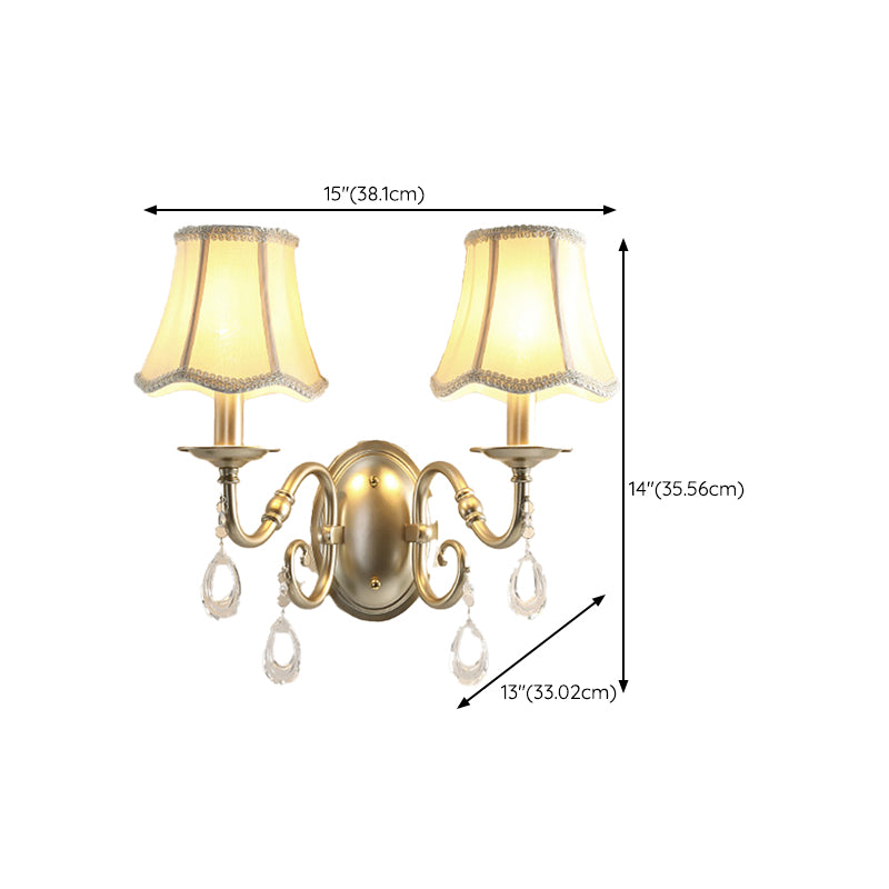 Nordic Style Crystal Vanity Light Fabric Shade Vanity Lamp for Shower Room