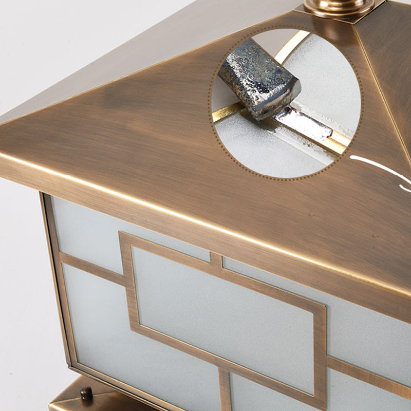 Square Shape Metal Pillar Lamp Modern Style Waterproof Outdoor Light in Bronze