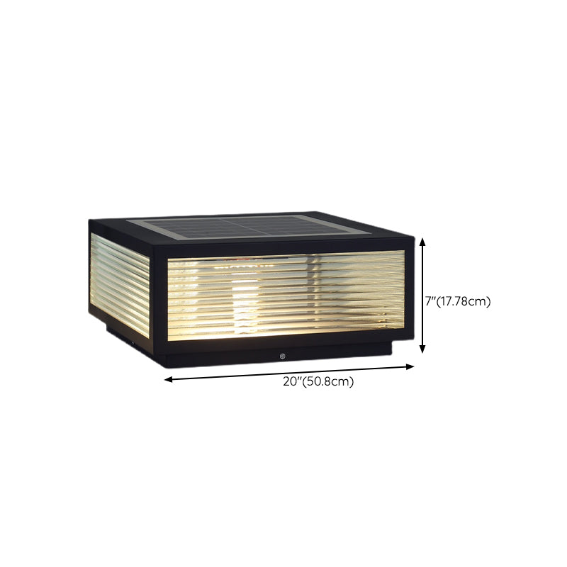 Rectangular Shape Metal Solar Pillar Lamp Modern 1 Light Outdoor Light in Black