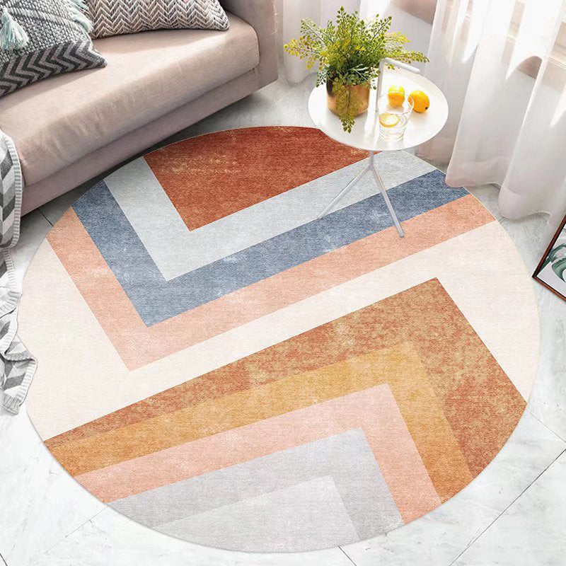 Nordic Pink Rug Polyester Color Lump Rug Tear Resistant Rug for Home Decor