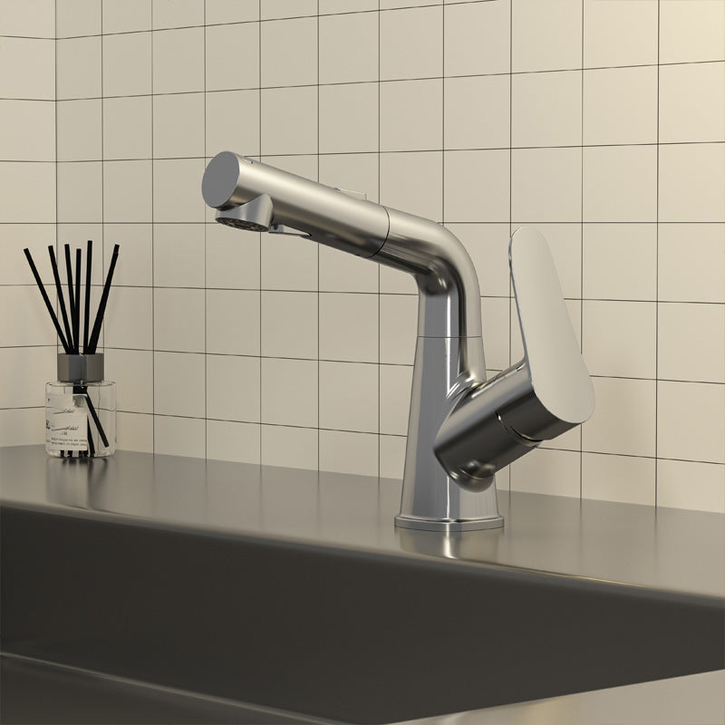 Swivel Spout Vessel Sink Faucet Lever Handle with Pull Out Sprayer