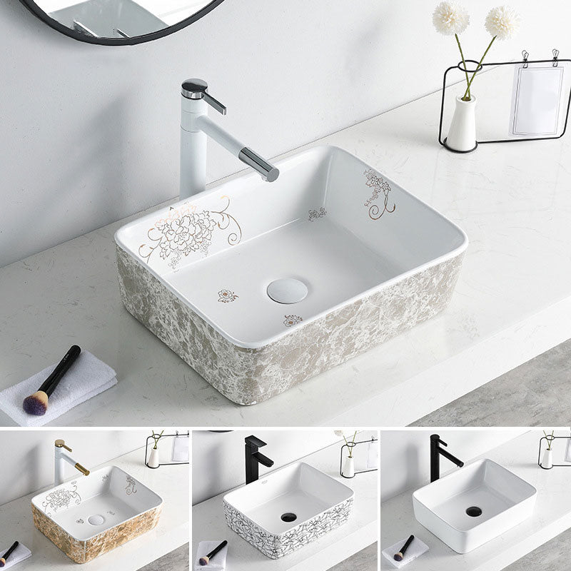 Contemporary Bathroom Sink Porcelain Rectangular Vessel Sink(Not Including Faucet)