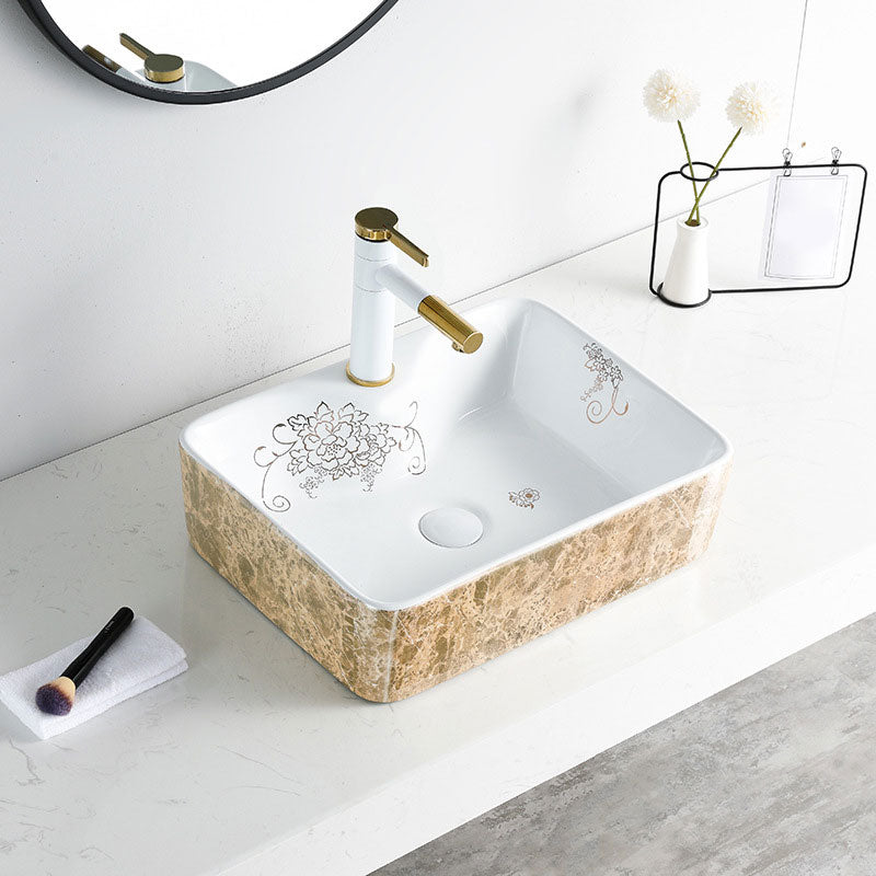 Contemporary Bathroom Sink Porcelain Rectangular Vessel Sink(Not Including Faucet)