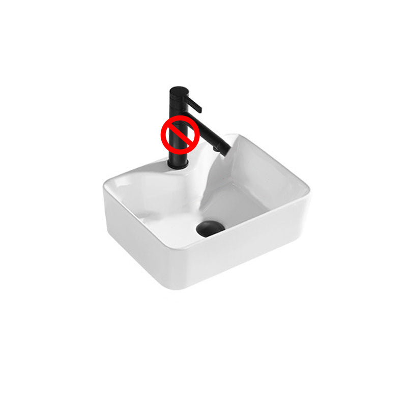 Contemporary Bathroom Sink Porcelain Rectangular Vessel Sink(Not Including Faucet)