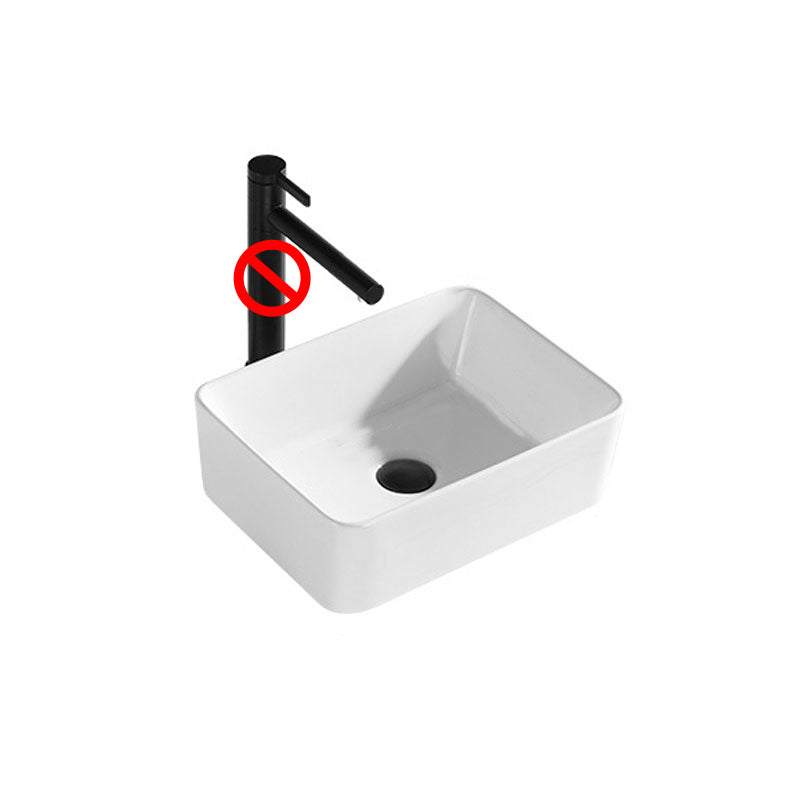 Contemporary Bathroom Sink Porcelain Rectangular Vessel Sink(Not Including Faucet)