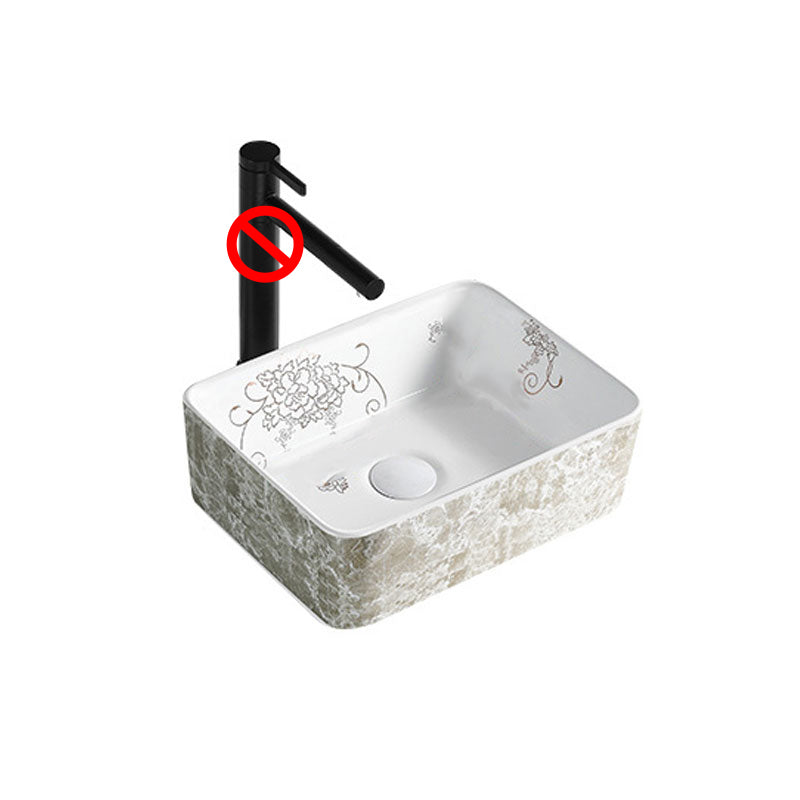 Contemporary Bathroom Sink Porcelain Rectangular Vessel Sink(Not Including Faucet)