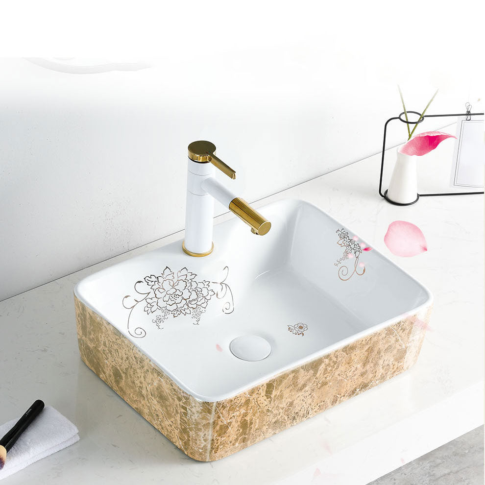 Contemporary Bathroom Sink Porcelain Rectangular Vessel Sink(Not Including Faucet)