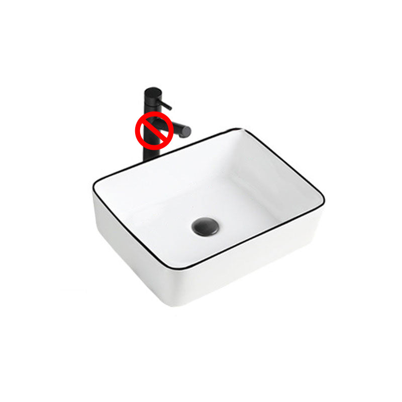 Contemporary Bathroom Sink Porcelain Rectangular Vessel Sink(Not Including Faucet)