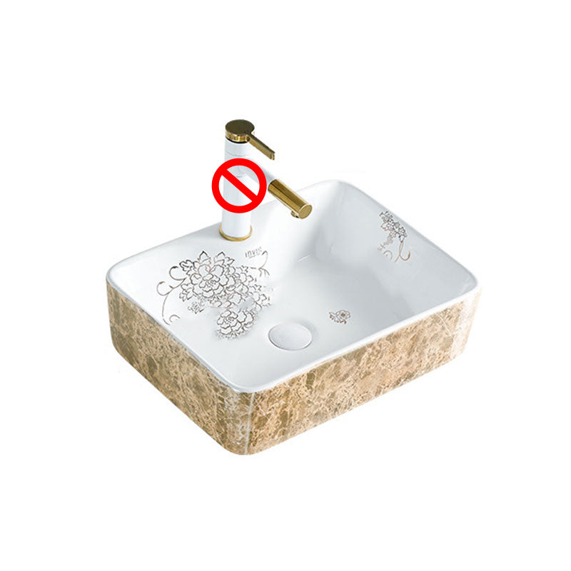 Contemporary Bathroom Sink Porcelain Rectangular Vessel Sink(Not Including Faucet)