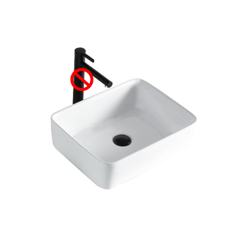 Contemporary Bathroom Sink Porcelain Rectangular Vessel Sink(Not Including Faucet)