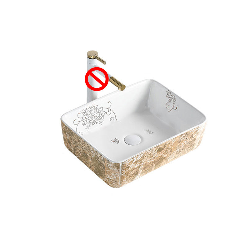 Contemporary Bathroom Sink Porcelain Rectangular Vessel Sink(Not Including Faucet)