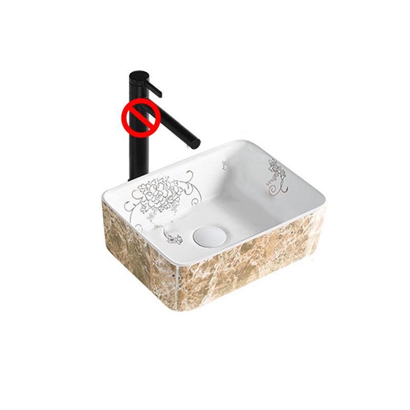 Contemporary Bathroom Sink Porcelain Rectangular Vessel Sink(Not Including Faucet)