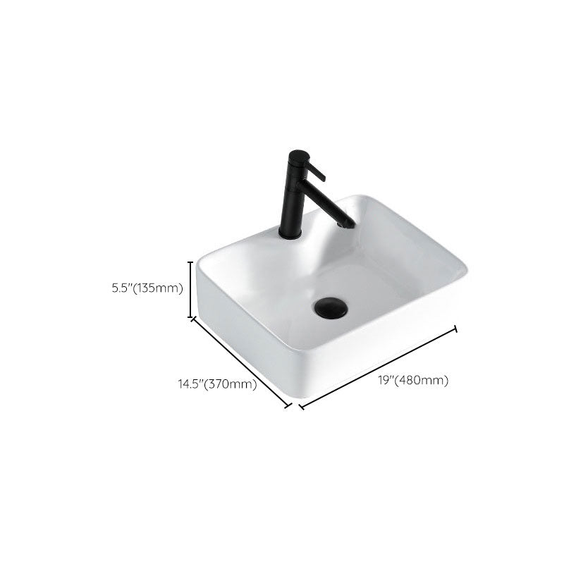 Contemporary Bathroom Sink Porcelain Rectangular Vessel Sink(Not Including Faucet)