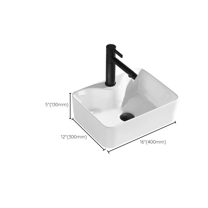 Contemporary Bathroom Sink Porcelain Rectangular Vessel Sink(Not Including Faucet)