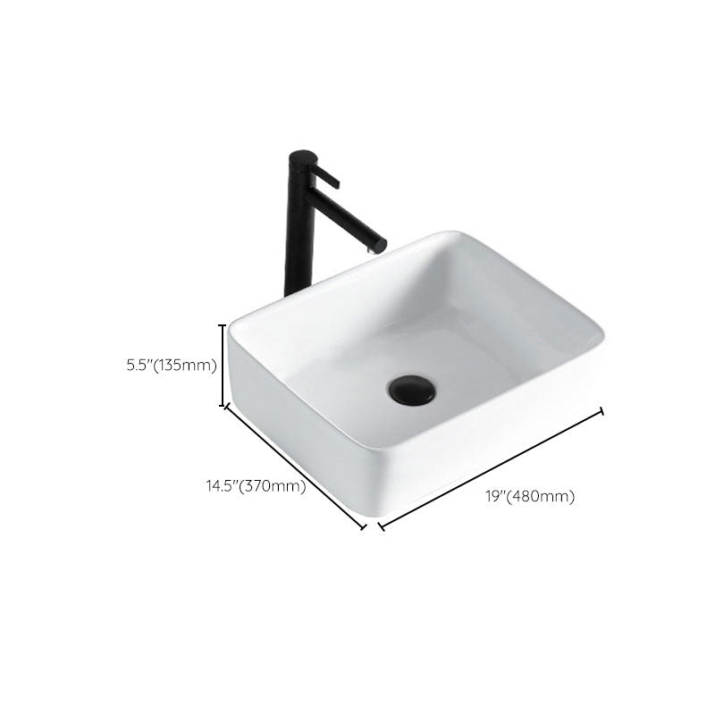 Contemporary Bathroom Sink Porcelain Rectangular Vessel Sink(Not Including Faucet)